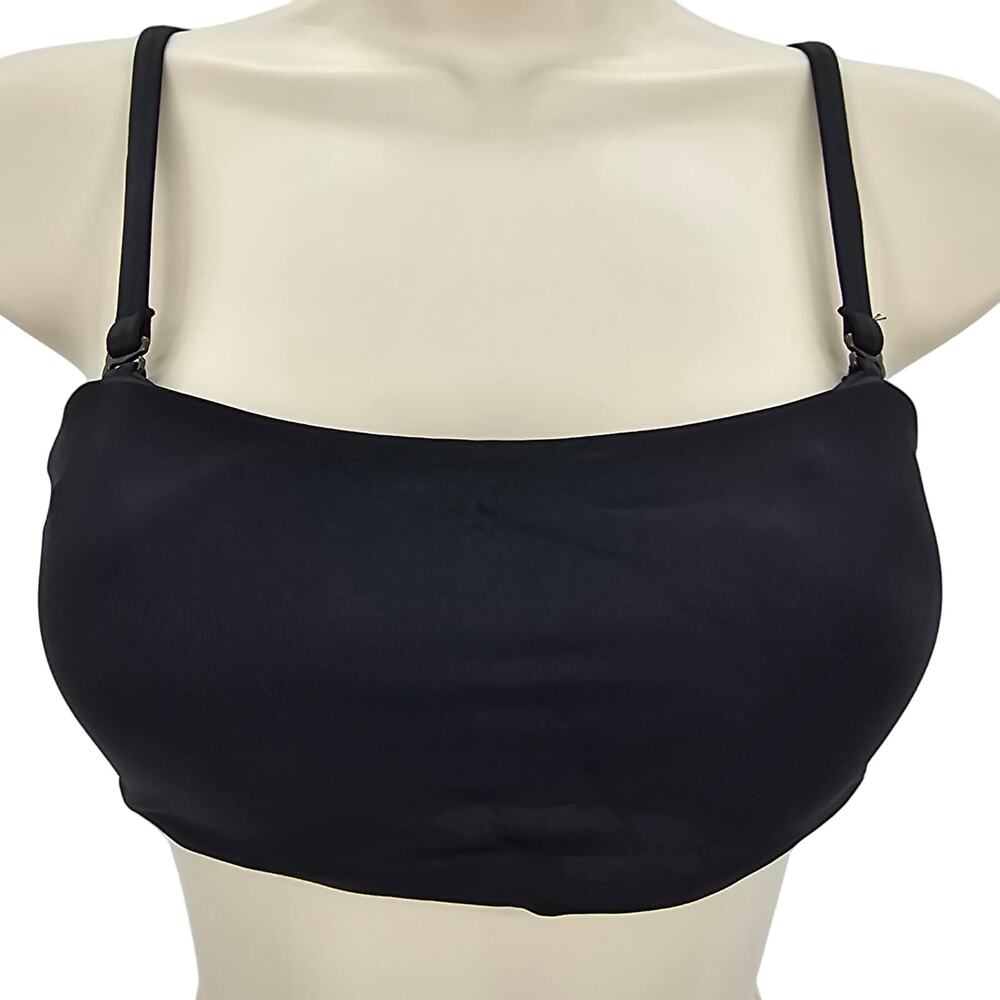 Andie Swim Womans size S The Bora Bora Bikini Top in Black Bandeau Style NEW